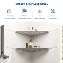 Load image into Gallery viewer, FerdY 2-Pack 10" Brushed Nickel Recessed Corner Shower Shelf, for Tiled Bathroom Walls, 304 Stainless Steel Floating Shelf, Shower Caddy Storage Shelves, No Drilling Required, Striped Diamond
