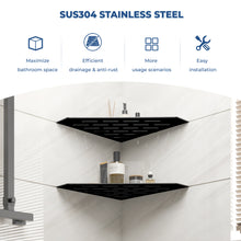 Load image into Gallery viewer, FerdY 2-Pack 10" Matte Black Recessed Corner Shower Shelf, for Tiled Bathroom Walls, 304 Stainless Steel Floating Shelf, Shower Caddy Storage Shelves, No Drilling Required, Striped Diamond
