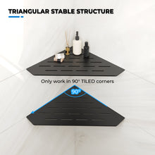 Load image into Gallery viewer, FerdY 2-Pack 10" Matte Black Recessed Corner Shower Shelf, for Tiled Bathroom Walls, 304 Stainless Steel Floating Shelf, Shower Caddy Storage Shelves, No Drilling Required, Striped Diamond
