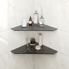 Load image into Gallery viewer, FerdY 2-Pack 10" Matte Black Recessed Corner Shower Shelf, for Tiled Bathroom Walls, Floating Shower Shelf, 304 Stainless Steel Shower Caddy Storage Shelves, No Drilling Required, Irregular Diamond
