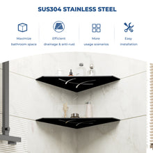 Load image into Gallery viewer, FerdY 2-Pack 10" Matte Black Recessed Corner Shower Shelf, for Tiled Bathroom Walls, Floating Shower Shelf, 304 Stainless Steel Shower Caddy Storage Shelves, No Drilling Required, Irregular Diamond
