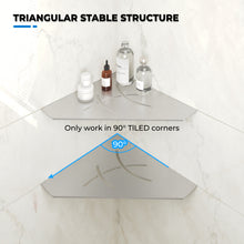 Load image into Gallery viewer, FerdY 2-Pack 10" Brushed Nickel Recessed Corner Shower Shelf, for Tiled Bathroom Walls, Floating Shower Shelf, 304 Stainless Steel Shower Caddy Storage Shelves, No Drilling Required, Irregular Diamond
