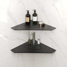 Load image into Gallery viewer, FerdY 2-Pack 10" Matte Black Recessed Corner Shower Shelf, for Tiled Bathroom Walls, Floating Shelf, 304 Stainless Steel Shower Caddy Storage Shelves, No Drilling Required, Rugby Diamond
