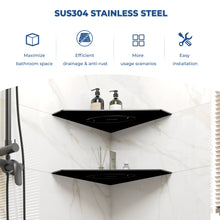 Load image into Gallery viewer, FerdY 2-Pack 10" Matte Black Recessed Corner Shower Shelf, for Tiled Bathroom Walls, Floating Shelf, 304 Stainless Steel Shower Caddy Storage Shelves, No Drilling Required, Rugby Diamond
