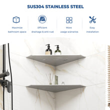 Load image into Gallery viewer, FerdY 2-Pack 10" Brushed Nickel Recessed Corner Shower Shelf, for Tiled Bathroom Walls, Floating Shelf, 304 Stainless Steel Shower Caddy Storage Shelves, No Drilling Required, Rugby Diamond
