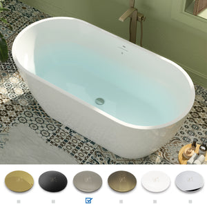Bali 59" x 29" freestanding oval bath with Brushed Nickel Drain