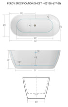 Load image into Gallery viewer, Bali 67&quot; x 29&quot; freestanding oval bath with Brushed Nickel Drain
