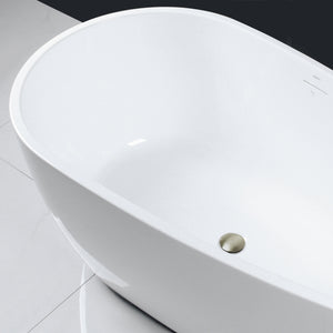 Tamago 59" x 31" freestanding bath with brushed nickel drain