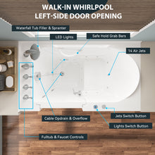 Load image into Gallery viewer, FerdY Floridian 52" x 30" Walk-in Whirlpool Bathtub with Left-Side Door Opening
