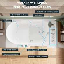 Load image into Gallery viewer, FerdY Floridian 55" x 33" Walk-in Whirlpool Bathtub Right-Side Door Opening
