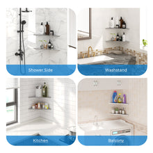 Load image into Gallery viewer, FerdY 2-Pack 10" Brushed Nickel Recessed Corner Shower Shelf, for Tiled Bathroom Walls, 304 Stainless Steel Floating Shower Shelf, No Drilling Required, Striped Triangle
