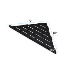 Load image into Gallery viewer, FerdY 2-Pack 10" Matte Black Recessed Corner Shower Shelf, for Tiled Bathroom Walls, 304 Stainless Steel Floating Shower Shelf, No Drilling Required, Striped Triangle
