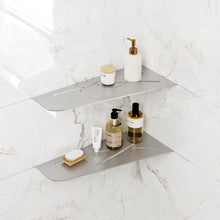 Load image into Gallery viewer, FerdY 2-Pack 12" Brushed Nickel Recessed Corner Shower Shelf, for Tiled Bathroom Walls, 304 Stainless Steel Floating Shelf, Shower Caddy Storage Shelves, No Drilling Required, Trapezoidal
