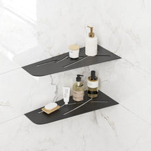 Load image into Gallery viewer, FerdY 2-Pack 12" Matte Black Recessed Corner Shower Shelf, for Tiled Bathroom Walls, 304 Stainless Steel Floating Shelf, Shower Caddy Storage Shelves, No Drilling Required, Trapezoidal
