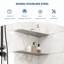 Load image into Gallery viewer, FerdY 2-Pack 12" Brushed Nickel Recessed Corner Shower Shelf, for Tiled Bathroom Walls, 304 Stainless Steel Floating Shelf, Shower Caddy Storage Shelves, No Drilling Required, Trapezoidal
