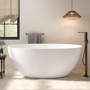 Goa 59" Resin Stone Freestanding Bathtub Pop-Up Drain