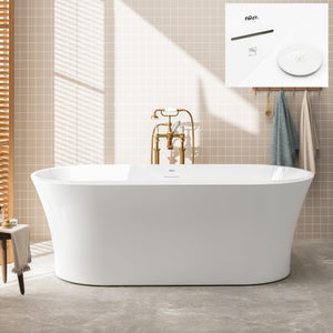 Mauritius 67" Acrylic Freestanding Tub Gloss White Drain