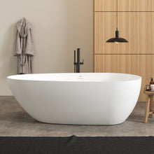 Load image into Gallery viewer, Havana 67&quot; Resin Stone Freestanding Bathtub Matte White Pop-Up Drain
