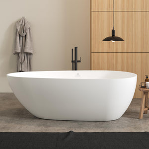 Havana 67" Resin Stone Freestanding Bathtub Matte White Pop-Up Drain