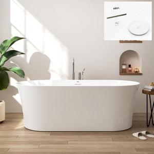 Santorini 67" Acrylic Freestanding Tub White Toe-tap Drain