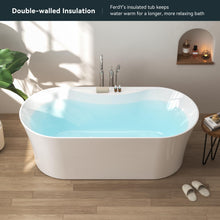 Load image into Gallery viewer, Santorini 67&quot; Acrylic Freestanding Tub White Toe-tap Drain
