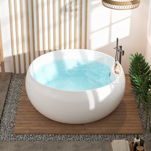 Capri 61" Whirlpool Freestanding Bathtub Round Shaped Soaking Tub