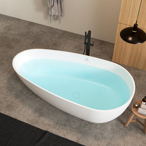 Havana 67" Resin Stone Freestanding Bathtub Matte White Pop-Up Drain