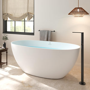 Goa 59" Resin Stone Freestanding Bathtub Pop-Up Drain