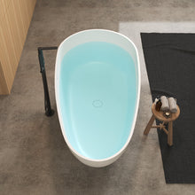 Load image into Gallery viewer, Havana 67&quot; Resin Stone Freestanding Bathtub Matte White Pop-Up Drain
