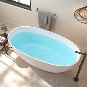 Goa 59" Resin Stone Freestanding Bathtub Pop-Up Drain