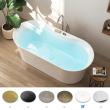 Load image into Gallery viewer, Santorini 67&quot; Acrylic Freestanding Tub White Toe-tap Drain
