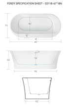 Load image into Gallery viewer, Mauritius 67&quot; Acrylic Freestanding Tub Gloss White Drain

