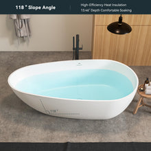 Load image into Gallery viewer, Havana 67&quot; Resin Stone Freestanding Bathtub Matte White Pop-Up Drain
