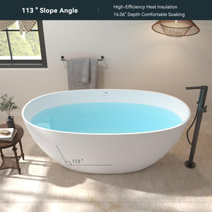 Goa 59" Resin Stone Freestanding Bathtub Pop-Up Drain