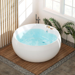Capri 61" Whirlpool Freestanding Bathtub Round Shaped Soaking Tub