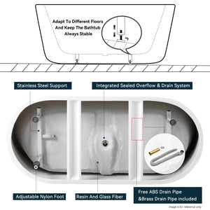 Santorini 67" Acrylic Freestanding Tub White Toe-tap Drain