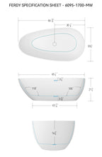 Load image into Gallery viewer, Havana 67&quot; Resin Stone Freestanding Bathtub Matte White Pop-Up Drain
