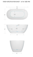 Load image into Gallery viewer, Fiji 59&quot; Stone Resin Freestanding Bathtub Matte White Pop-up Drain
