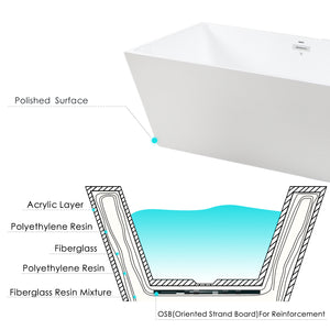 Palawan 59" x 30" freestanding rectangle contemporary tub