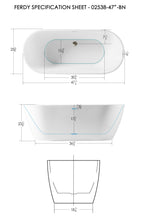 Load image into Gallery viewer, Bali 47&quot; x 26&quot; freestanding oval bath - brushed nickel drain
