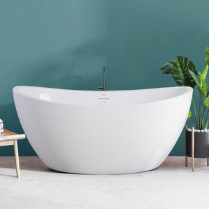 Naha 59" x 31" freestanding bath with brushed nickel drain - FERDY BATH