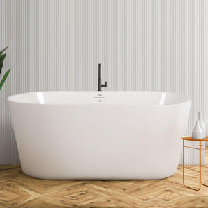 Shangri-La 55" x 28" freestanding oval bath - brushed nickel drain - FERDY BATH