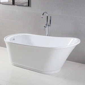 Langkawi 59" x 29" freestanding bath in slipper style, deck mounted faucet ready - FERDY BATH