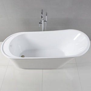 Langkawi 69" x 30" freestanding bath, deck mounted faucet ready - brushed nickel drain - FERDY BATH