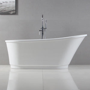 Langkawi 59" x 29" freestanding bath in slipper style, deck mounted faucet ready - FERDY BATH