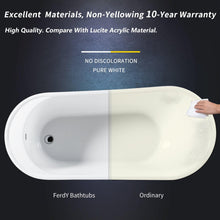 Load image into Gallery viewer, Langkawi 59&quot; x 29&quot; freestanding bath in slipper style, deck mounted faucet ready - FERDY BATH

