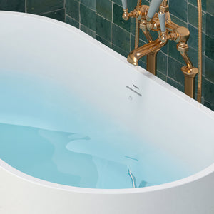 Shangri-La Elite 59" x 30" freestanding tub - brushed nickel drain