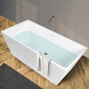 Palawan 59" x 30" freestanding rectangle contemporary tub - brushed nickel drain