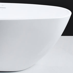 Tamago 55" x 30" freestanding bath with brushed nickel drain